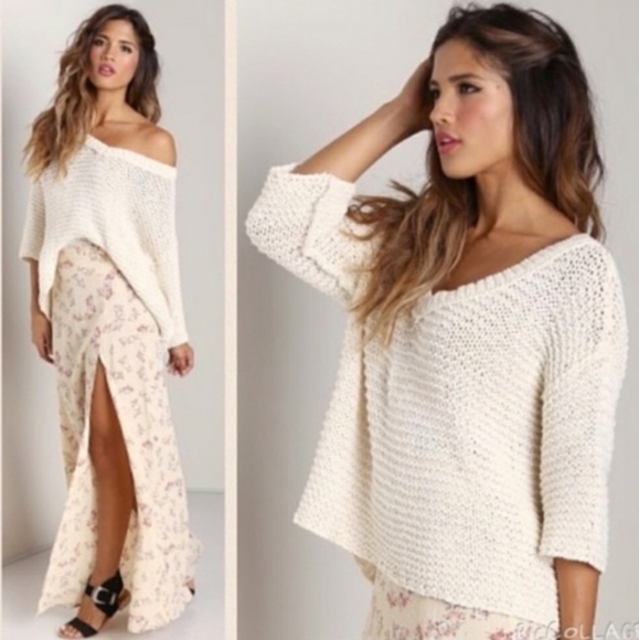 Free People Sweaters - FREE PEOPLE Park Slope slouchy fishnet sweater